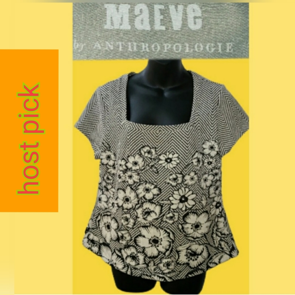 ANTHROPOLOGIE MAEVE CHEVRON ABSTRACT PRINT TOP